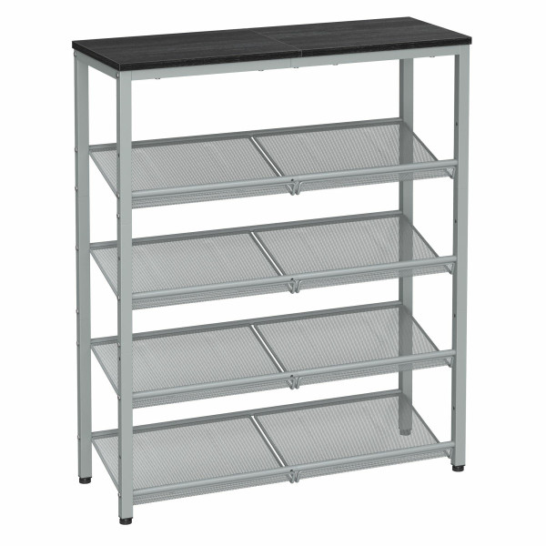 Regał na buty 5 poziomów loft metal MDF czarny 75x28x93 cm 1003969