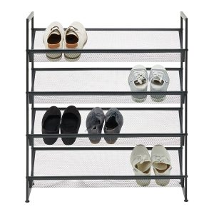 Regał na buty Menola z 4 półkami metalowy czarny 697670 Regał na buty Menola z 4 półkami metalowy czarny 697670