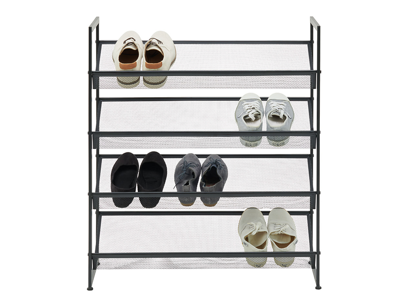 Regał na buty Menola z 4 półkami metalowy czarny 697670