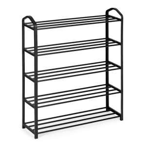 Regał Na Buty Metalowy 5 Półek 15 Par Butów Czarny Modernhome 662859 Regał Na Buty Metalowy 5 Półek 15 Par Butów Czarny Modernhome 662859