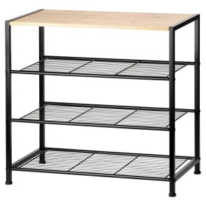 Regał na buty metalowy czarny 4-poziomowy 60x30x57 cm 790325 Regał na buty metalowy czarny 4-poziomowy 60x30x57 cm 790325