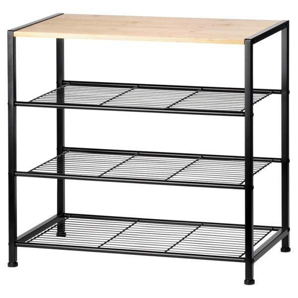 Regał na buty metalowy czarny 4-poziomowy 60x30x57 cm 790325