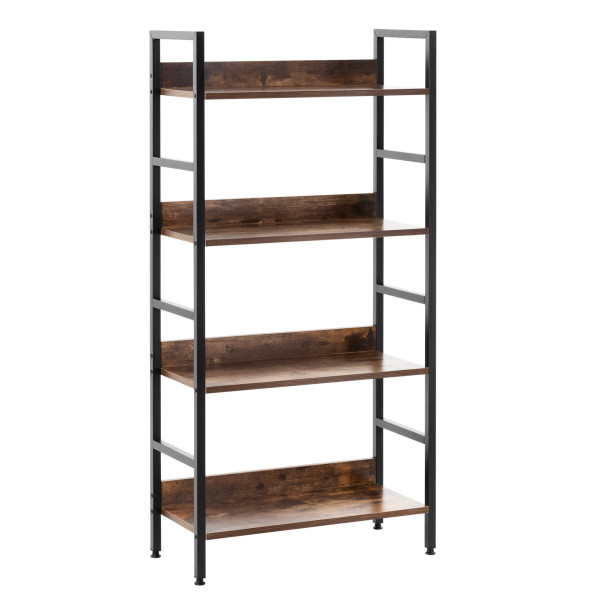 Regał na książki 4 półki loft bibloteczka 124,5x60x28 ciemnobrązowy 790434