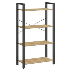 Regał na książki dąb artisan czarny 120 cm 4 półki loftowy 1008383