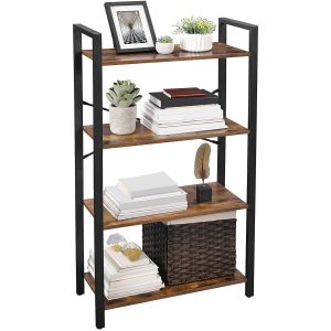 Regał na książki loft 66×120 rustykalny brąz czarna rama półki 1008379 Regał na książki loft 66×120 rustykalny brąz czarna rama półki 1008379
