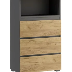 Regał na nóżkach z gładkimi frontami antracyt + dąb craft – Vetica 723775 Regał na nóżkach z gładkimi frontami antracyt + dąb craft – Vetica 723775