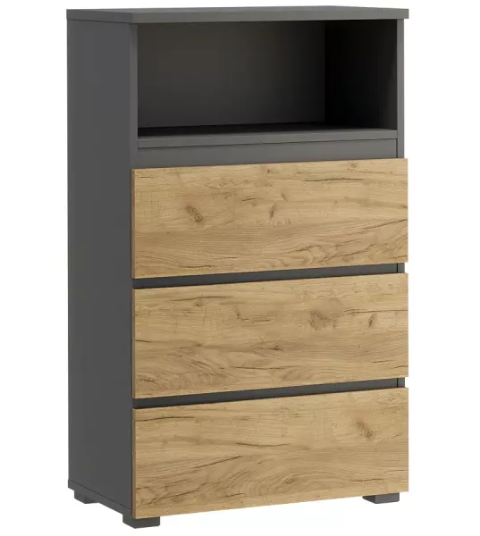 Regał na nóżkach z gładkimi frontami antracyt + dąb craft - Vetica 723775
