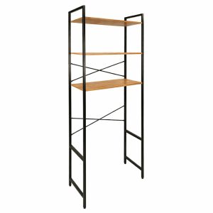 Regał nad pralkę loft półki łazienkowy olcha czarny metal 186x66x30 1005010
