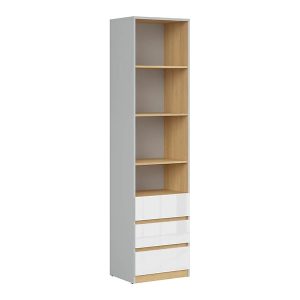 Regał Nandu 50 cm z 3 szufladami i 4 półkami jasny szary/dąb polski 29160 Regał Nandu 50 cm z 3 szufladami i 4 półkami jasny szary/dąb polski 29160