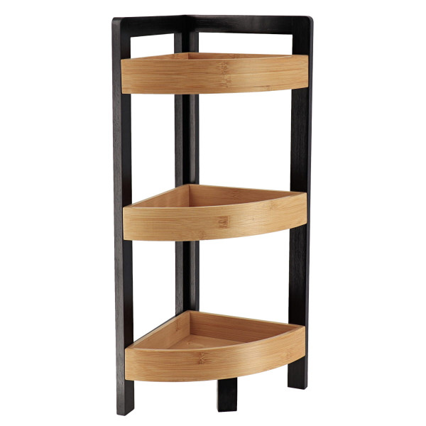 Regał narożny Black Bamboo 3 półki nowoczesny odporny na wilgoć 61 cm 669329
