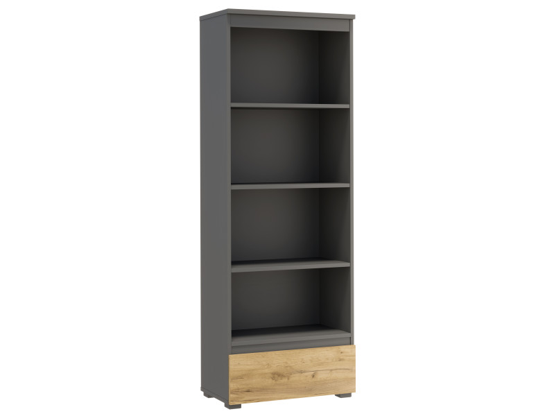 Regał NEO 01 antracyt / dąb craft z otwartymi półkami i szufladą 917068