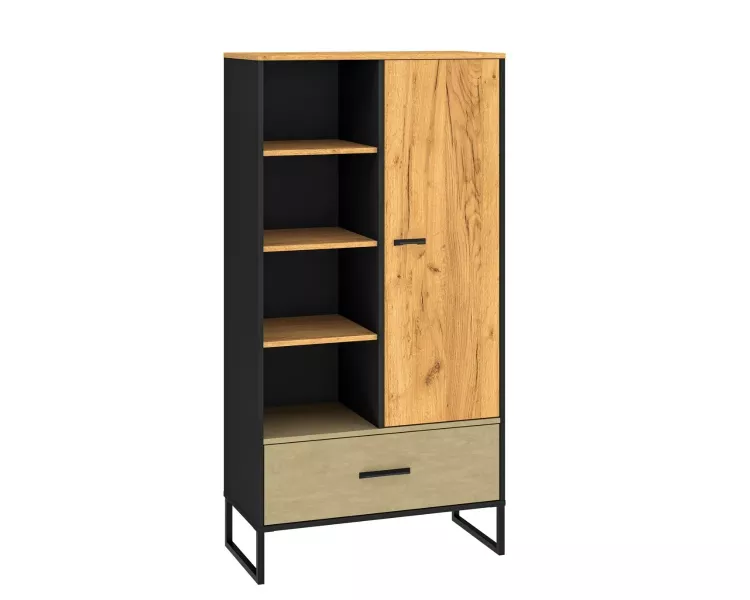Regał niski COLIN 04 dąb złoty craft/czarny 825717
