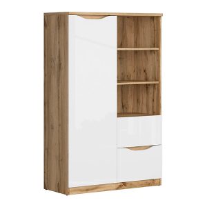 Regał Nuis 90 cm z drzwiami 2 szufladami i 3 półkami dąb wotan 41739 Regał Nuis 90 cm z drzwiami 2 szufladami i 3 półkami dąb wotan 41739