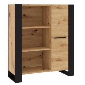 Regał NUKA J 90 cm dąb artisan czarny stojący 239858 Regał NUKA J 90 cm dąb artisan czarny stojący 239858