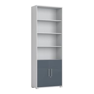 Regał Office Lux 79 cm z 2 drzwiami i 4 półkami jasny szary 15617 Regał Office Lux 79 cm z 2 drzwiami i 4 półkami jasny szary 15617