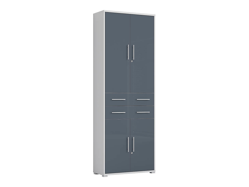 Regał Office Lux 79 cm z 4 drzwiami i 2 szufladami jasny szary 15618