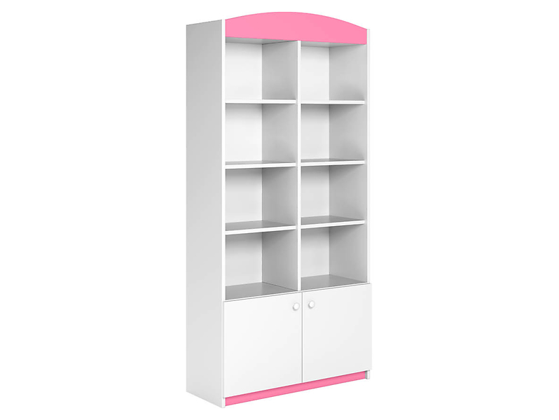 Regał podwójny z szafkami półkami Babydreams różowy 102278