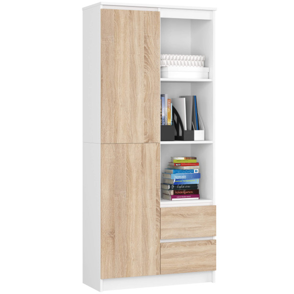 Regał R11 Biały, Dąb Sonoma 80x35x180 cm 303261