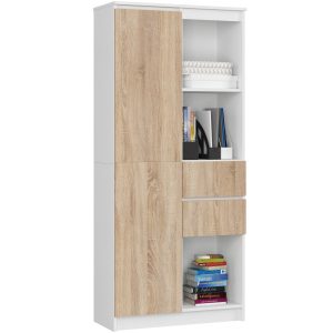 Regał R15 Biały, Dąb Sonoma 80x35x180 cm 303249 Regał R15 Biały, Dąb Sonoma 80x35x180 cm 303249