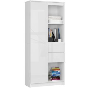 Regał R15 Biały, Biały Połysk 80x35x180 cm 303248 Regał R15 Biały, Biały Połysk 80x35x180 cm 303248