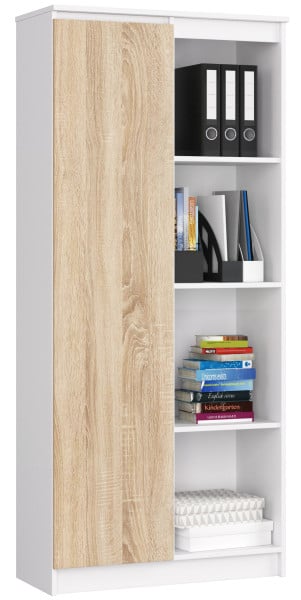 Regał R80 Biały, Dąb Sonoma 80x35x180 cm 303253