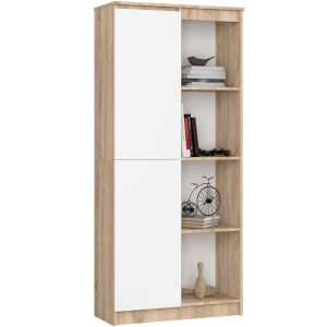 Regał R80 Dąb Sonoma, Biały 80x35x180 cm 303257 Regał R80 Dąb Sonoma, Biały 80x35x180 cm 303257