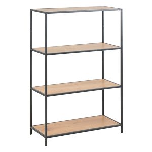 Regał Seaford 77 cm z półkami dąb/czarny 49585 Regał Seaford 77 cm z półkami dąb/czarny 49585