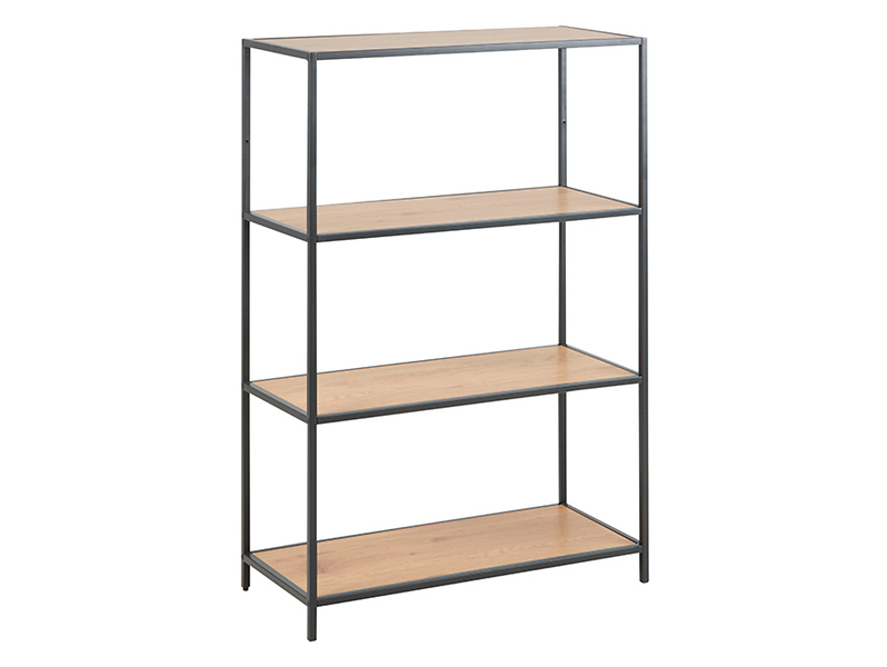 Regał Seaford 77 cm z półkami dąb/czarny 49585