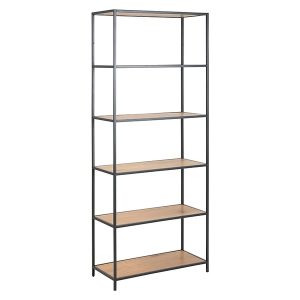 Regał Seaford 77 cm z półkami dąb/czarny 49384 Regał Seaford 77 cm z półkami dąb/czarny 49384