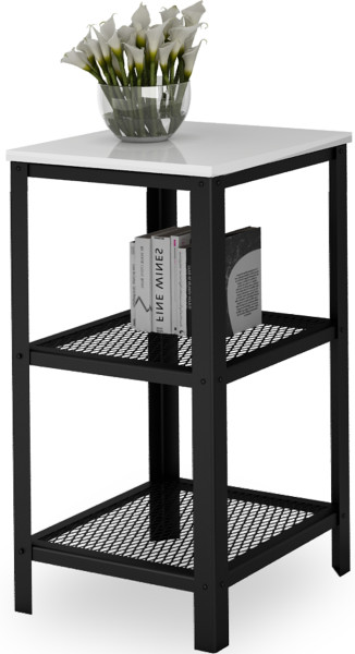 Regał Skręcany 3 Poziomy Industrial Salon 40x40x80 Czarny+Biały Połysk 915354