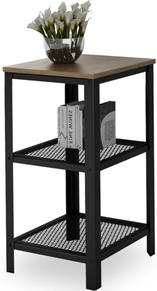 Regał Skręcany 3 Poziomy Industrial Salon 40x40x80 Czarny+Dąb Lancelot 915372