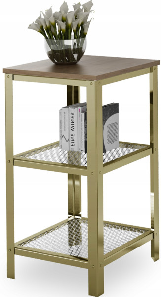 Regał Skręcany 3 Poziomy Industrial Salon 40x40x80 Złoty+Dąb Lancelot 915369