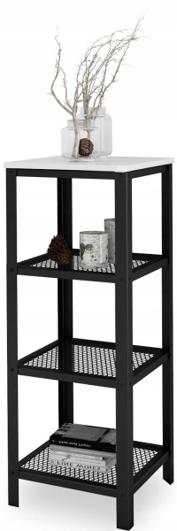 Regał Skręcany 4 Poziomy Industrial Salon Metal Czarny+Biały Połysk 915382