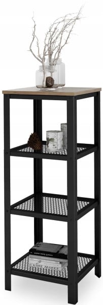 Regał Skręcany 4 Poziomy Industrial Salon Metal Czarny+Dąb Lancelot 915374