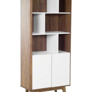 Regał szafka 182×79 cm biały ciemne drewno 194414 Regał szafka 182×79 cm biały ciemne drewno 194414