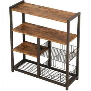 Regał szafka kuchenna ciemny brąz industrialny drewno retro wyspa półka 635457 Regał szafka kuchenna ciemny brąz industrialny drewno retro wyspa półka 635457