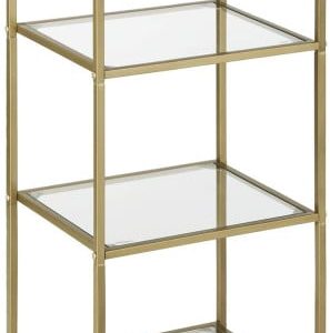 Regał szklany loft złoty 4 półki metalowa rama szkło elegancki 1092313 Regał szklany loft złoty 4 półki metalowa rama szkło elegancki 1092313