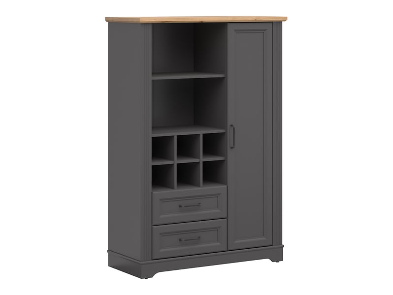Regał Tolmin 100 cm z drzwiami i 2 szufladami grafit/dąb artisan 730123
