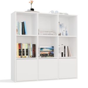 Regał Topeshop Malax 3×3 biały z 3 drzwiami półki komorowe 110×110 cm 812542 Regał Topeshop Malax 3×3 biały z 3 drzwiami półki komorowe 110×110 cm 812542