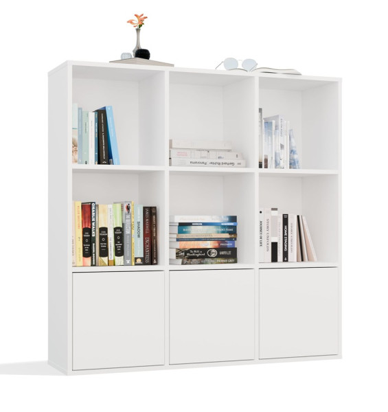 Regał Topeshop Malax 3x3 biały z 3 drzwiami półki komorowe 110x110 cm 812542