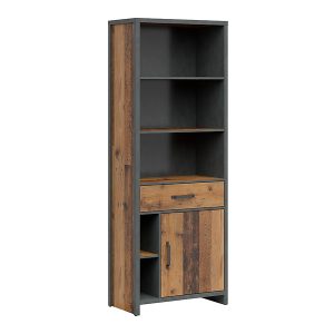 Regał Weston 75 cm z drzwiami szufladą i 5 półkami sosna old style 41285 Regał Weston 75 cm z drzwiami szufladą i 5 półkami sosna old style 41285