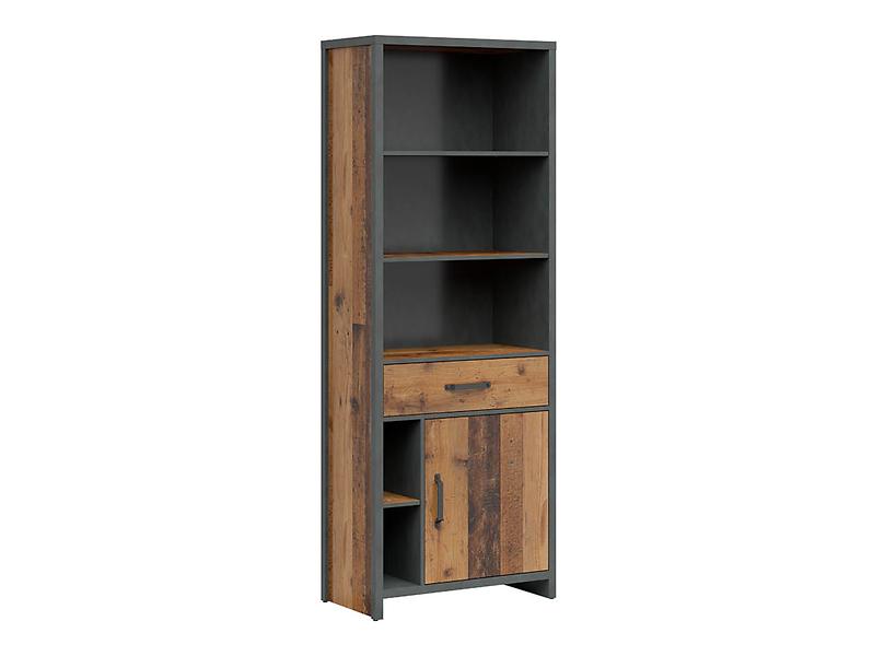 Regał Weston 75 cm z drzwiami szufladą i 5 półkami sosna old style 41285