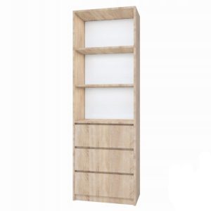 Regał z 3 szufladami i półkami na książki nowoczesny design Dąb Sonoma 808762 Regał z 3 szufladami i półkami na książki nowoczesny design Dąb Sonoma 808762