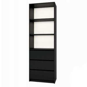 Regał z 3 szufladami i półkami na książki nowoczesny design stylowy Czarny 808756 Regał z 3 szufladami i półkami na książki nowoczesny design stylowy Czarny 808756