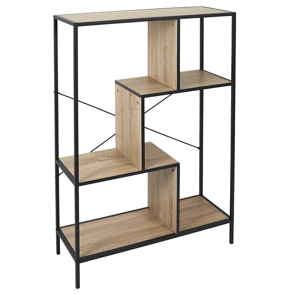 REGAŁ Z MDF I METALU Rack M w okleinie drewna loftowy 45349