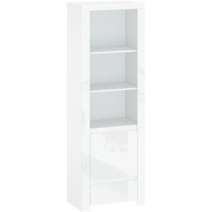 Regał z Szufladą do Salonu FLARE 68 cm Biały połysk 329705 Regał z Szufladą do Salonu FLARE 68 cm Biały połysk 329705