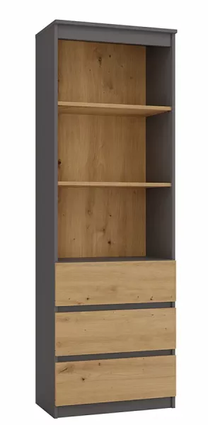 Regał z szufladami i półkami antracyt + dąb artisan - Sarlo 723785