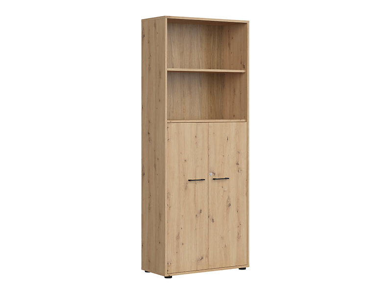 Regał zamykany na klucz Space Office 80 cm z 2 drzwiami i 2 półkami dąb artisan 45815