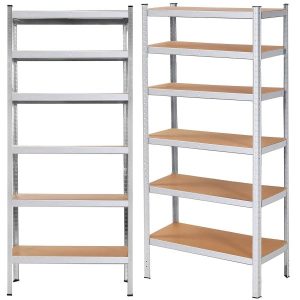 Regały metalowe magazynowe 2 szt. z 225x110x50 cm 900 kg 6 półek do garażu 661379