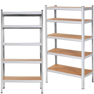 Regały metalowe z 5 półkami 2 szt. magazynowe 150x75x30cm 455181